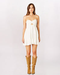 SL KEYHOLE DTL BABYDOLL DRESS, WHITE