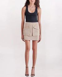 CARDONA POCKET DTL SKIRT, OATMEAL