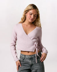 COZY WRAP DETAIL SWEATER, BLUSH