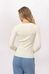 COZY RIBBED TOP, CREAM