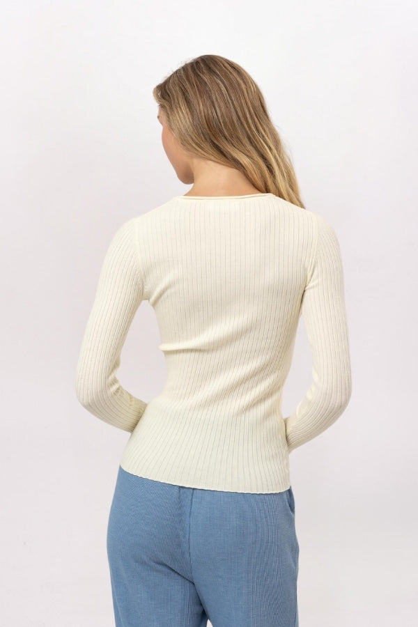 COZY RIBBED TOP -  CREAM