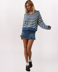 STRIPED SAILOR SWEATER, BLUE/IVORY