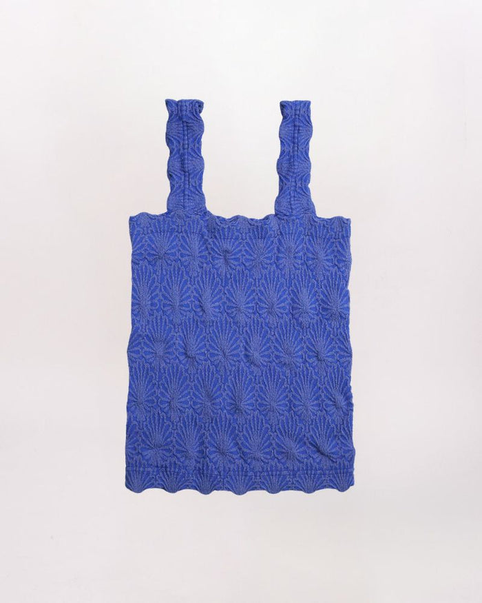 LACE TEXTURED SQUARE NECK TANK, ROYAL BLUE