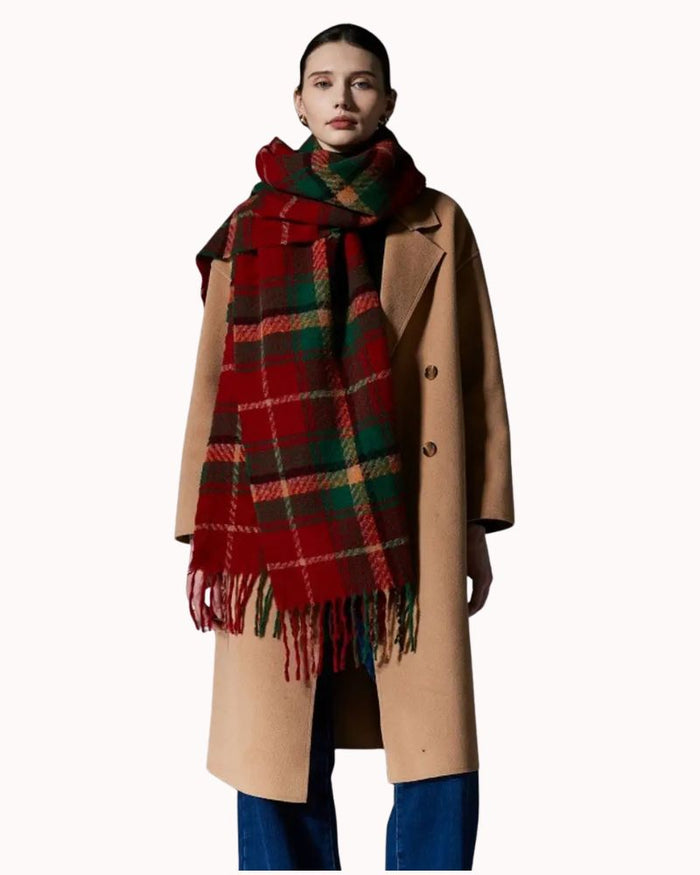 78X25" TARTAN PLAID SCARF - RED/GREEN