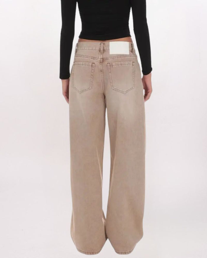 DRAWSTRING WIDE LEG JEANS