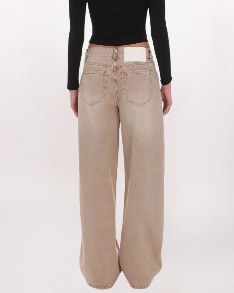 DRAWSTRING WIDE LEG JEANS