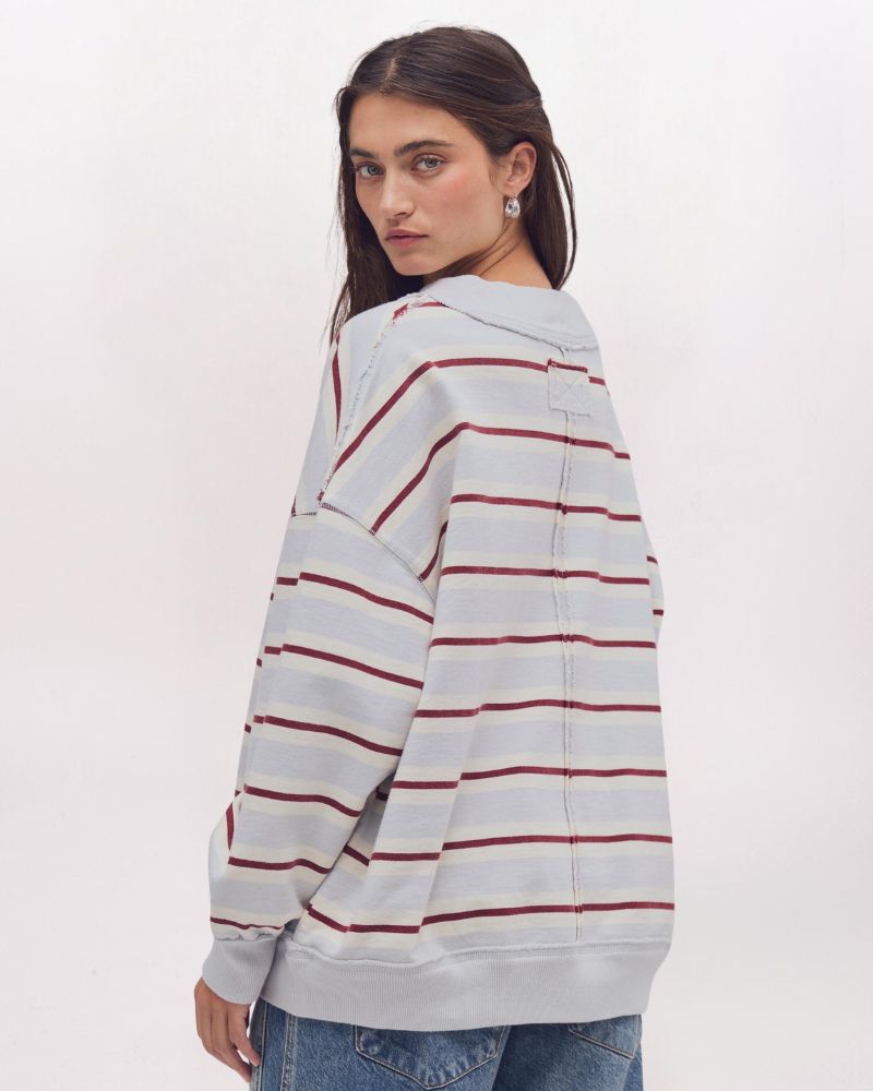 PALM SPRINGS STRIPED SWEATSHIRT, WASHED BLUE