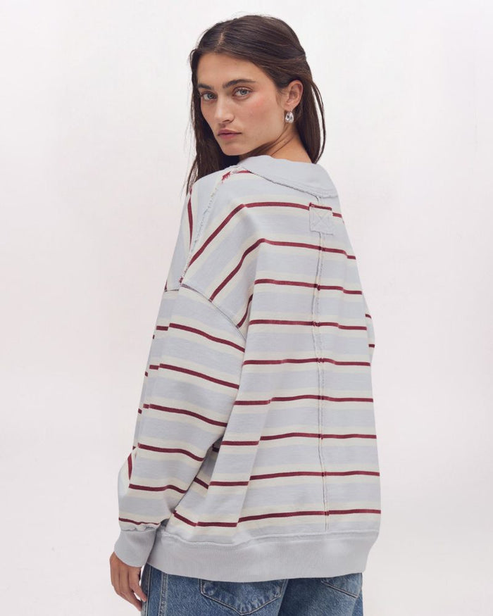 PALM SPRINGS STRIPED SWEATSHIRT, WASHED BLUE
