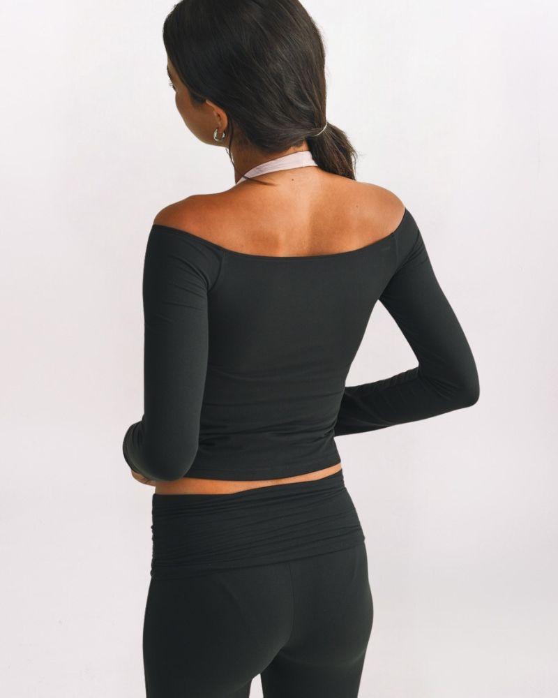 OFF SHOULDER TOP, BLACK