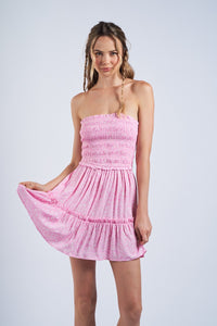 FLORAL TIE BACK MINI DRESS, BUBBLE PINK