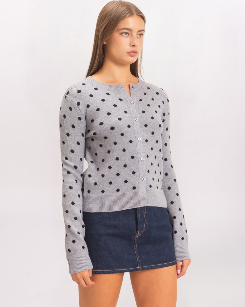 POLKA DOT CARDIGAN, H GREY