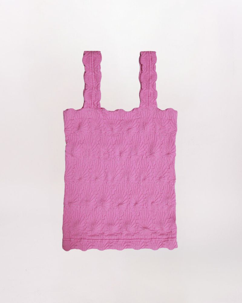 LACE TEXTURED SQUARE NECK TANK, CROCUS