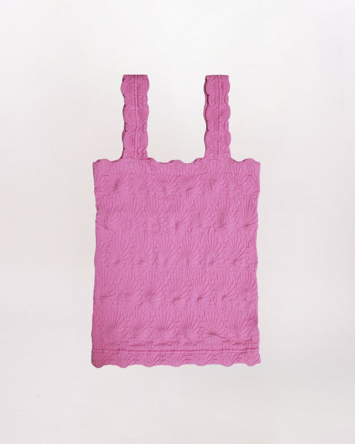 LACE TEXTURED SQUARE NECK TANK, CROCUS