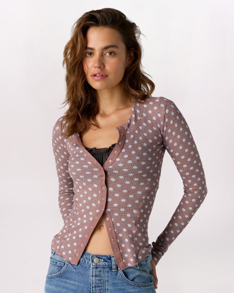 GOING PLACES DOTS CARDIGAN, CHOCOLATE