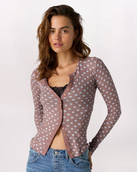 GOING PLACES DOTS CARDIGAN, CHOCOLATE