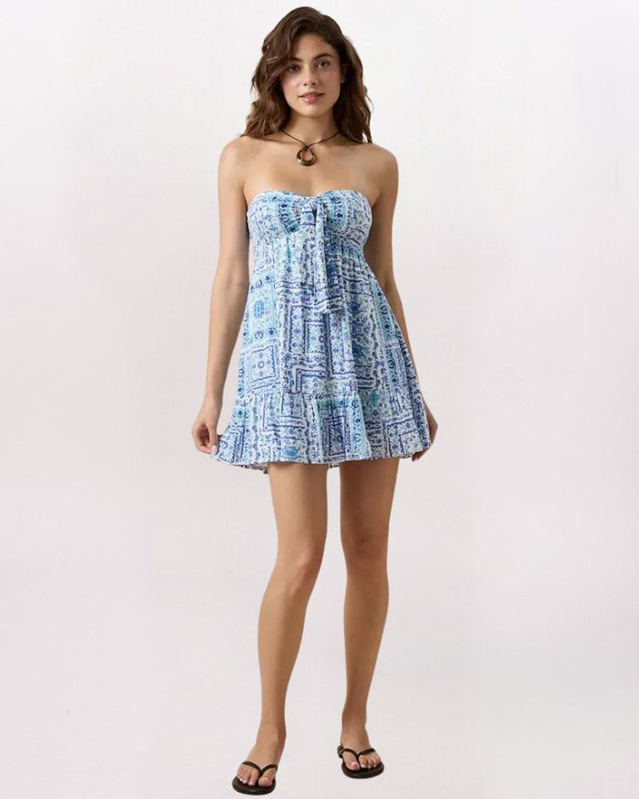 TILE PRINT BOW DRESS