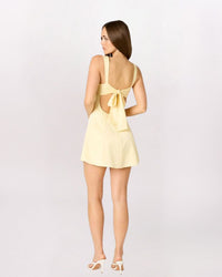 TWIST FRONT TIE BACK DRESS, BUTTER