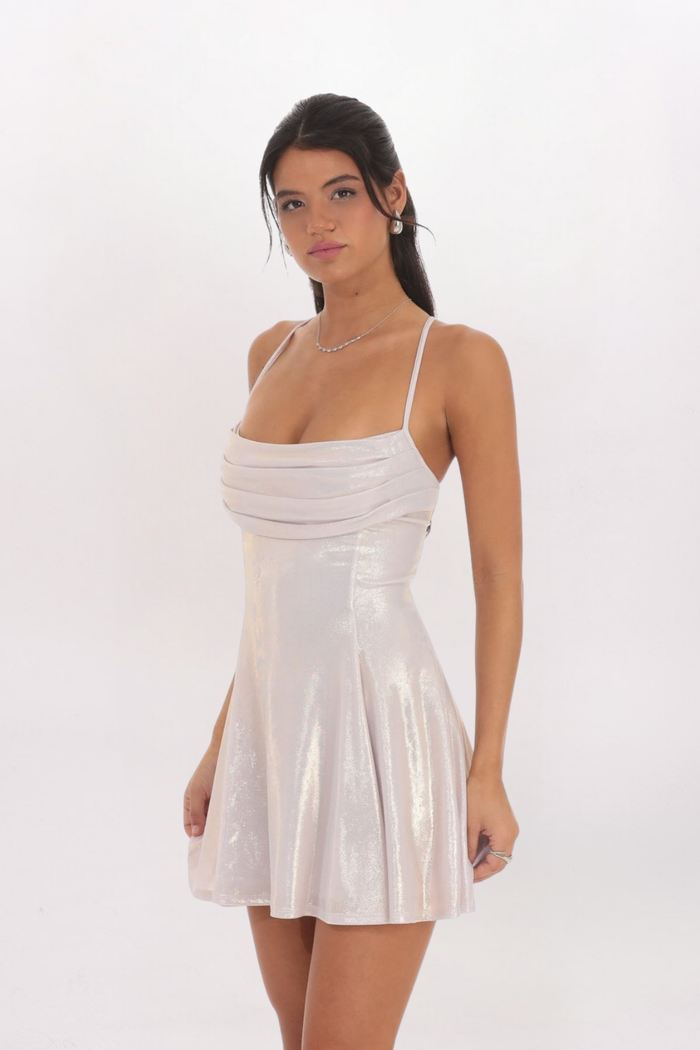 DRAPE FRONT LACED BACK DRESS