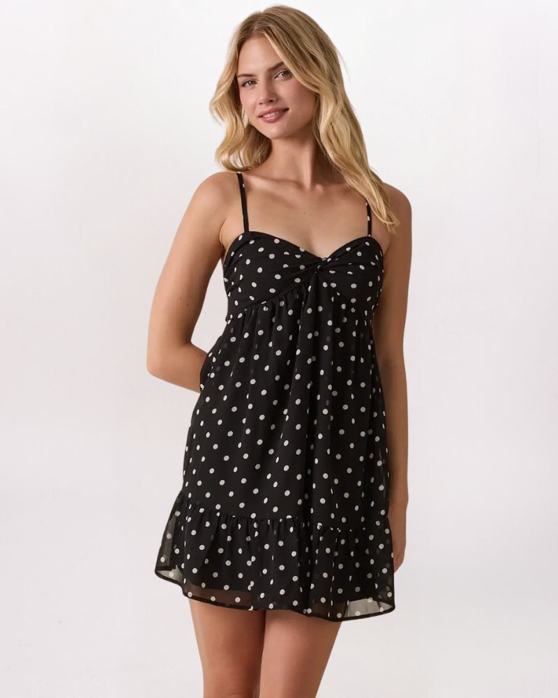 TWIST DETAIL POLKA DOT DRESS