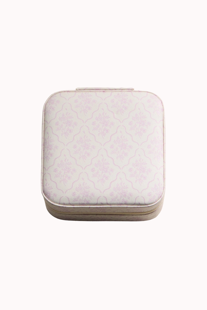 TRAVEL JEWELRY BOX - PINK FLORAL TILE