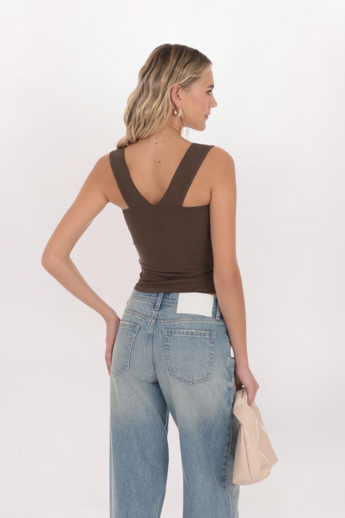 RIBBED SQUARE NECK TOP