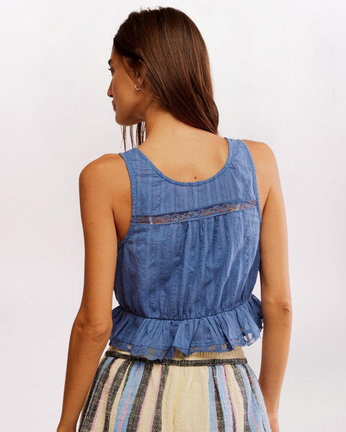 SL ALANA LACE TANK, BLUE TOPAZ