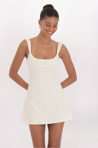 WIDE STRAP FLARE DRESS