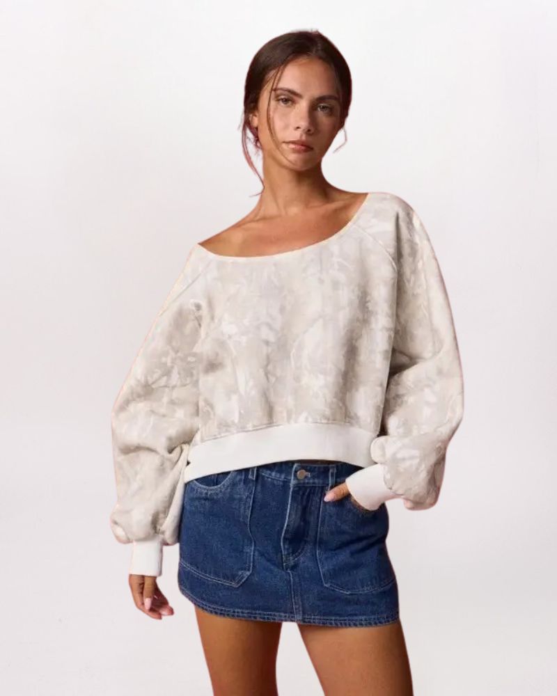 CAMO OFF SHOULDER SWEATSHIRT