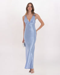SATIN V-NECK MAXI