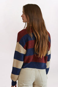 MIX STRIPE COLLAR SWEATER