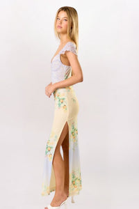 LACE CITRUS FLORAL MAXI DRESS