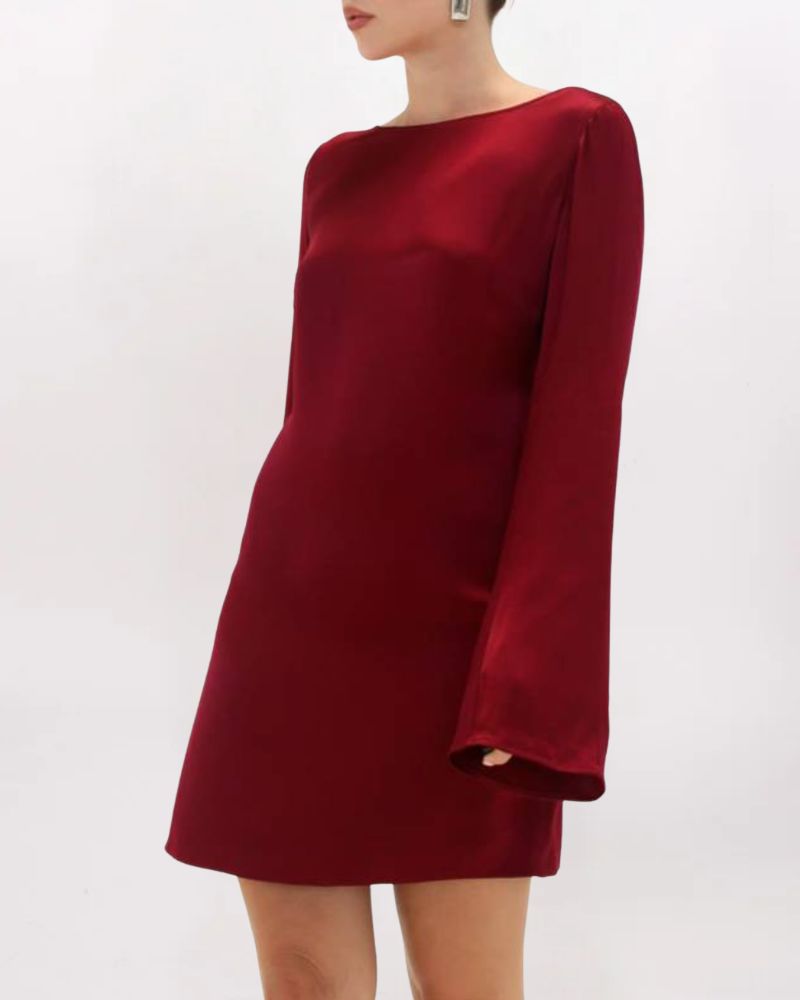 LS SWEET TALKER MINI DRESS, MERLOT