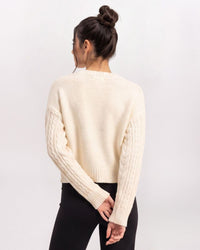 ARAN CABLE SWEATER, CREAM