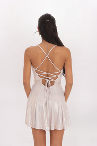 DRAPE FRONT LACED BACK DRESS