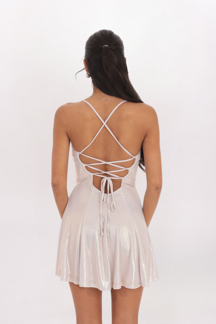 DRAPE FRONT LACED BACK DRESS