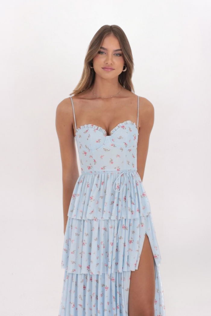 FLORAL MESH MAXI DRESS
