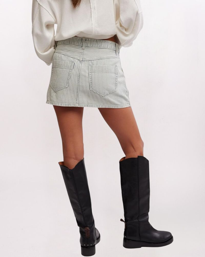 WYNNE RAILROAD SKIRT, INDIGO RLRD