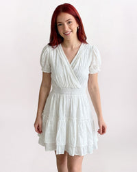 EYELET SURPLICE DRESS