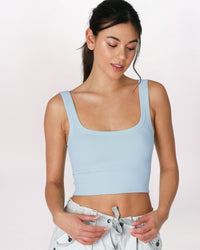 CHEVRON SCOOP NECK TANK, BREEZY BLUE