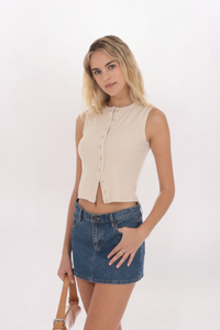 RIBBED BUTTON TOP