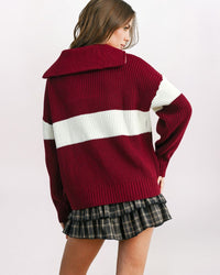 HALF ZIP VARSITY SWEATER