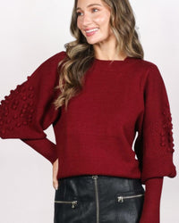 TEXTURED PUFF SLEEVE SWEATER