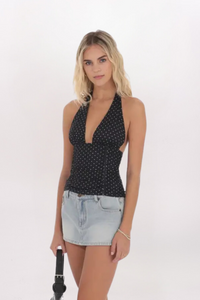 POLKA DOT HALTER TOP