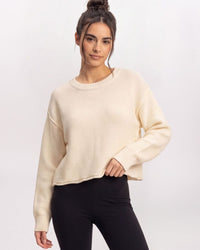 COZY EXPOSED SEAMS SWEATER, CREAM