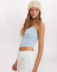 GINGHAM TANK, BLUE