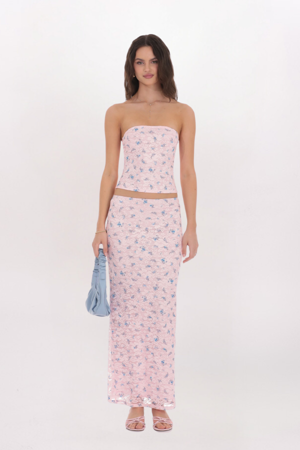 FLORAL LACE MAXI SKIRT
