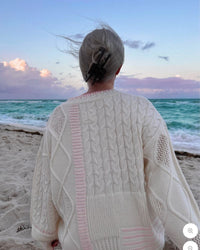 LS PIECED GIRLY SWEATER, IVORY/LT PINK