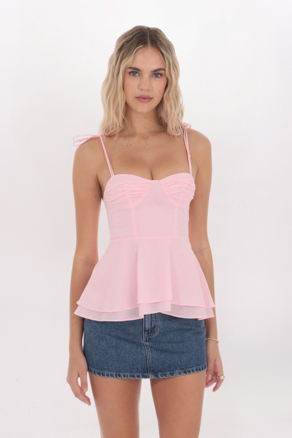 TIE SHOULDER FLARE TOP