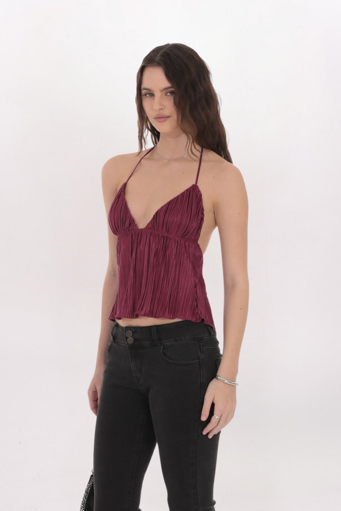 PLEATED BABYDOLL TOP