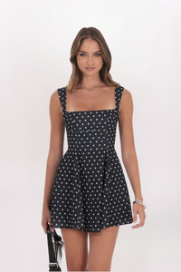 POLKA DOT SQUARE NECK DRESS